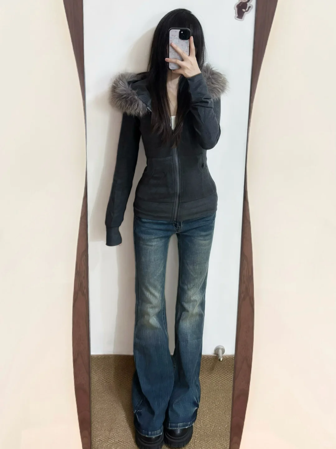 古早味｜hollister风的毛领修身外套好美！！