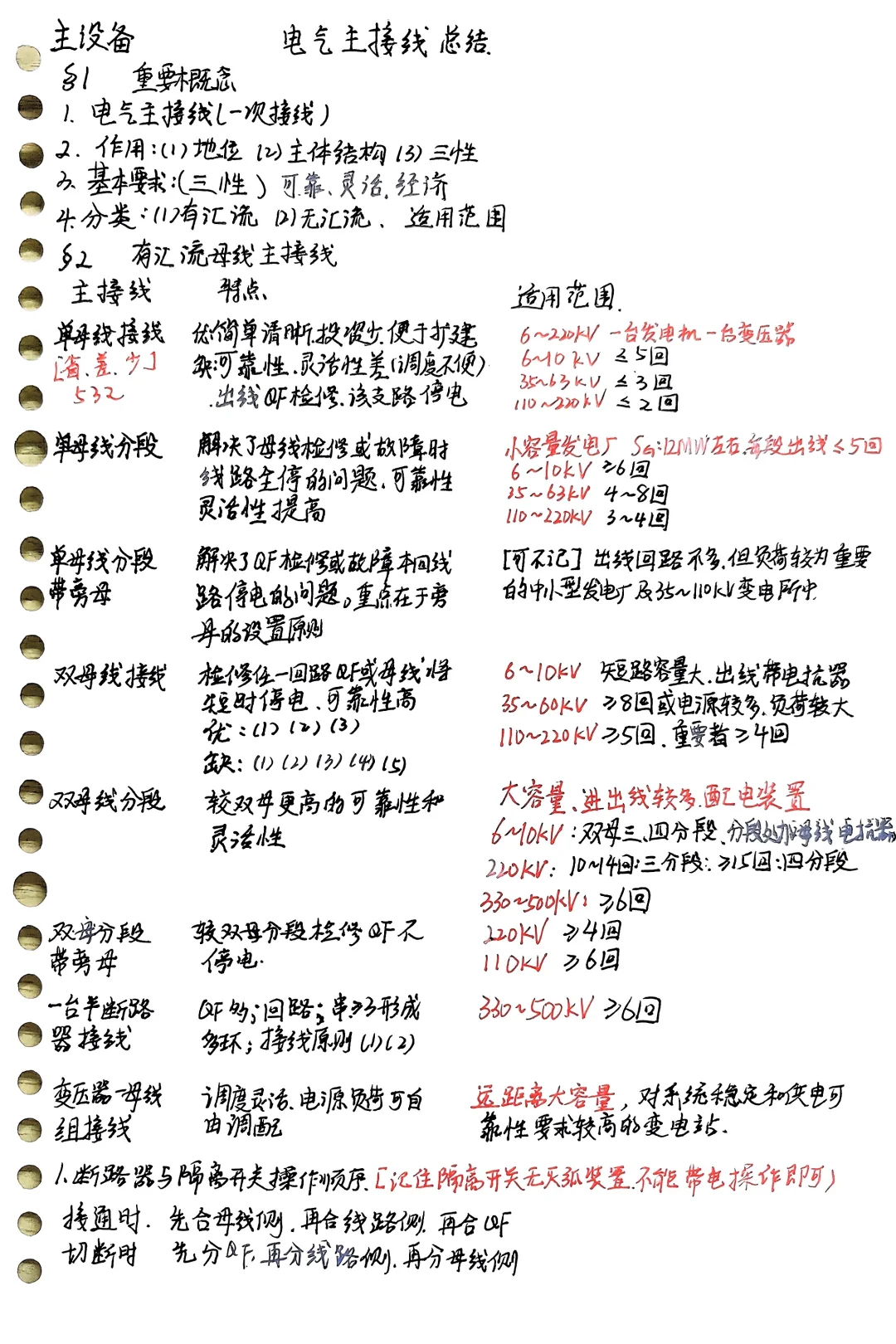 发电厂电气主接线总结