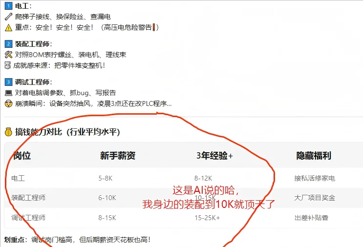 别被骗了，三张图说清楚电工/装配/调试区别