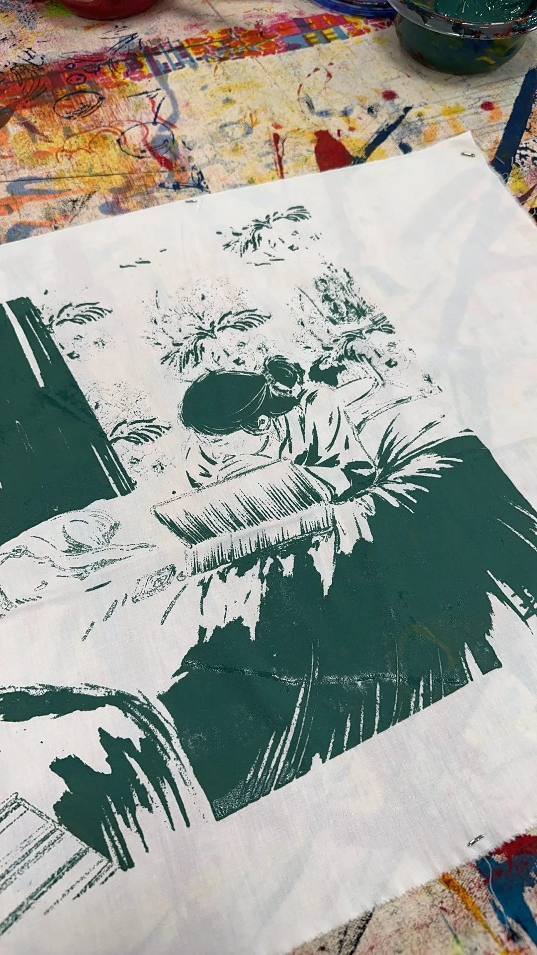 拿插画丝网印刷T恤