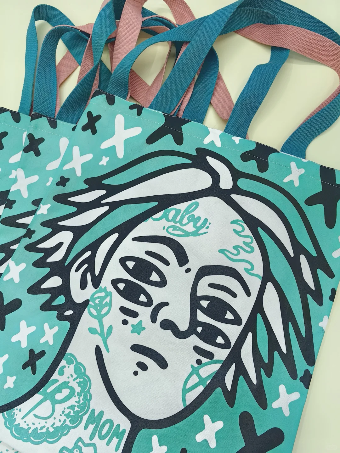 满幅双面双色手工丝网帆布袋印制完成