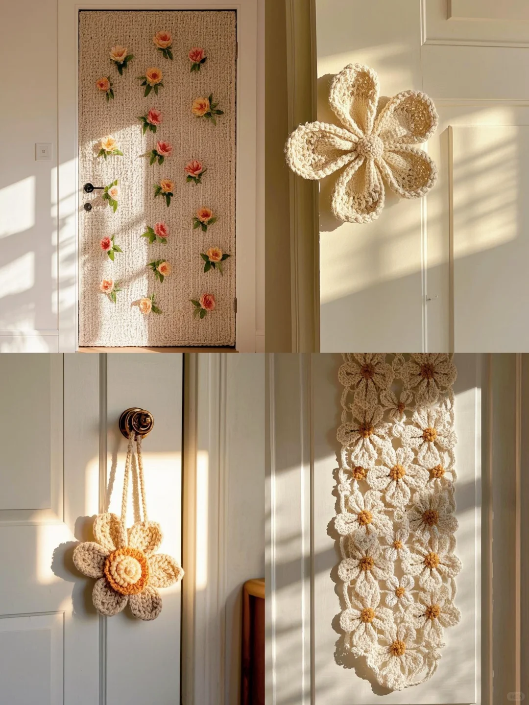被邻居追着问的针织花朵门饰? 太仙啦