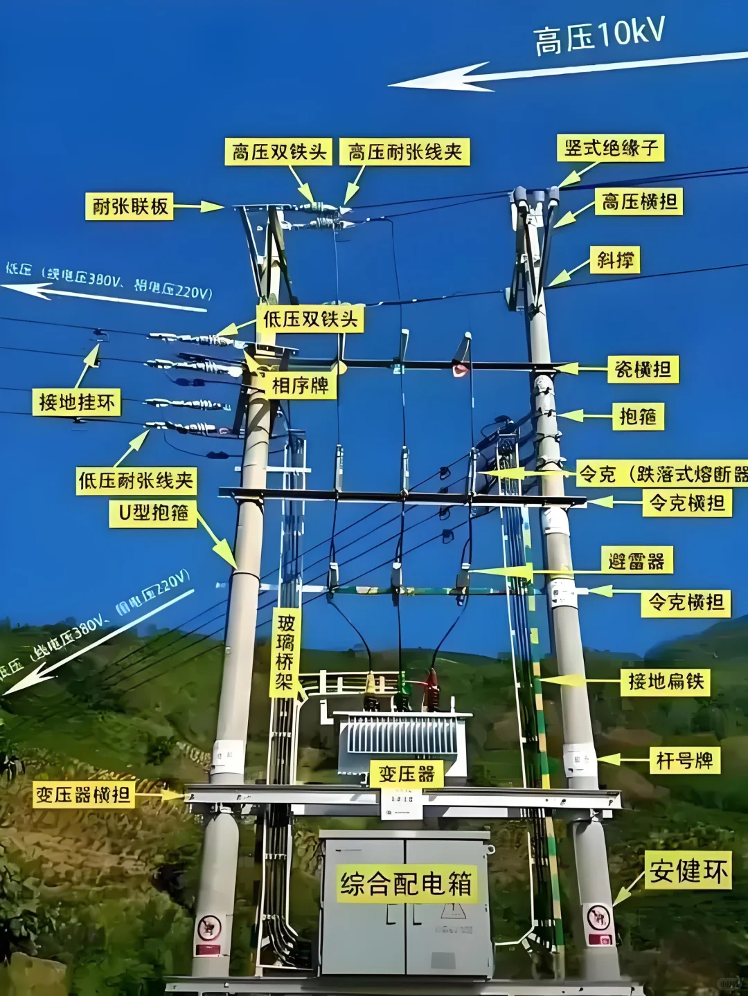 电线杆上的“电力天团”⚡一文读懂杆上高压