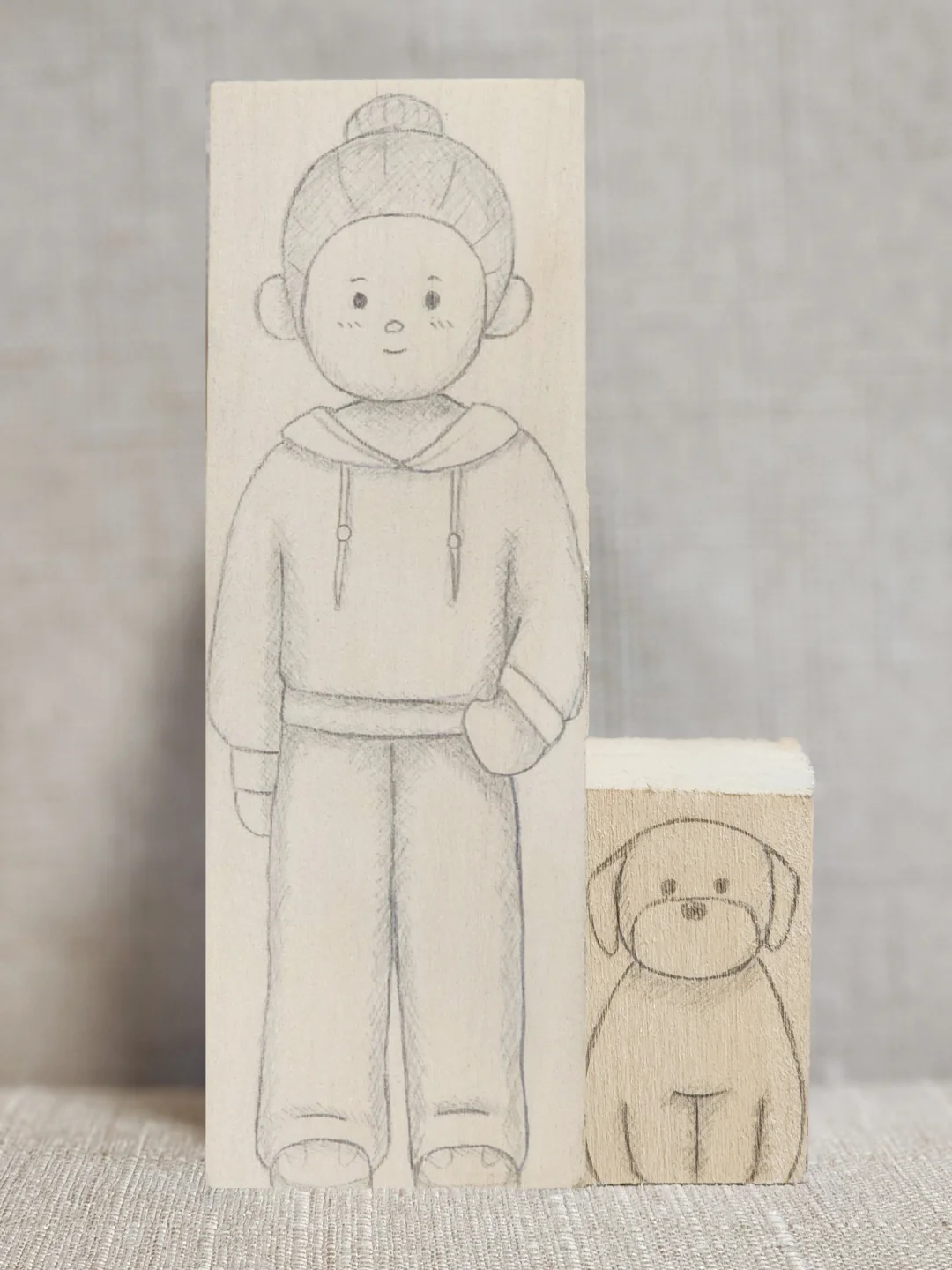 自学木雕45——女孩和小狗