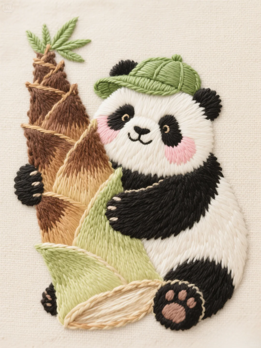 挑战超级可爱的熊猫刺绣，第五十三天❤️