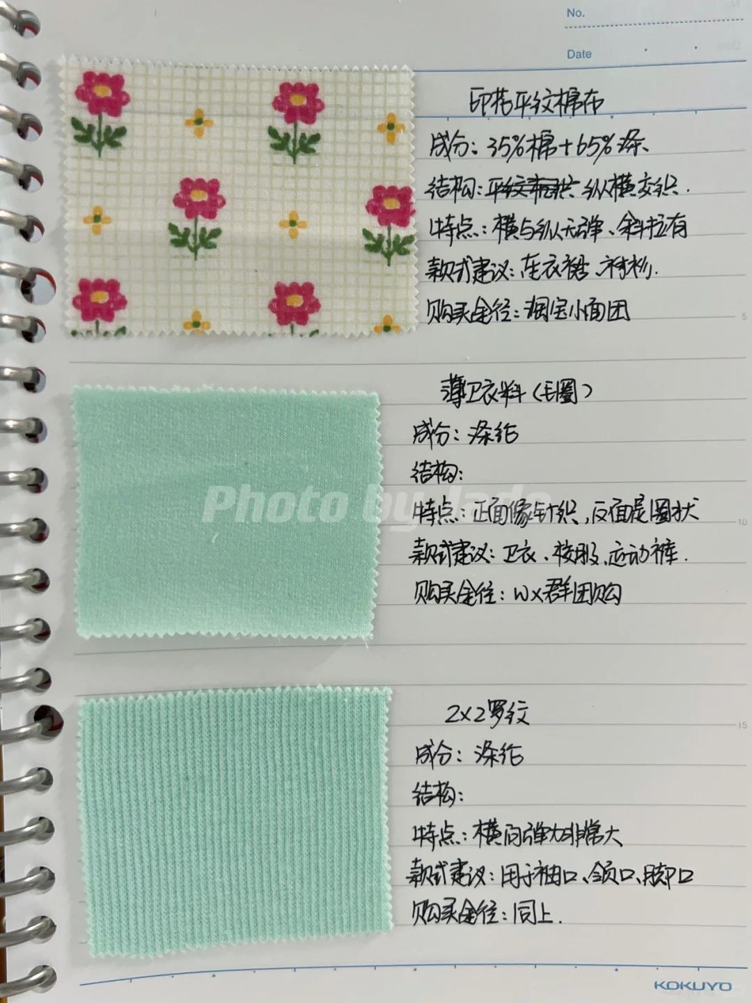 缝纫作业之面料卡