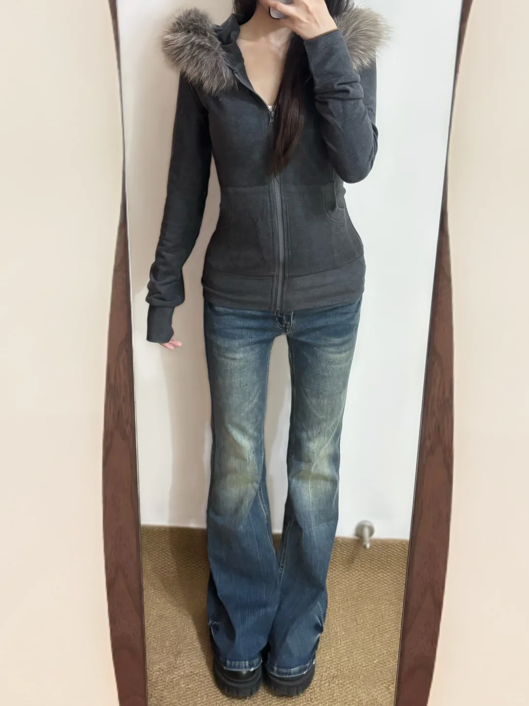 古早味｜hollister风的毛领修身外套好美！！