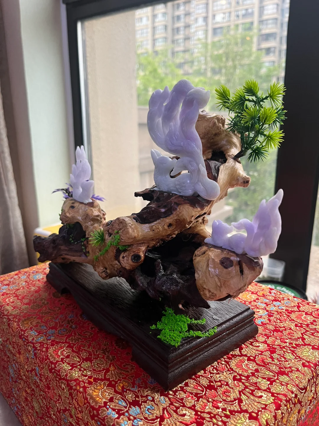 翡翠九尾狐摆件