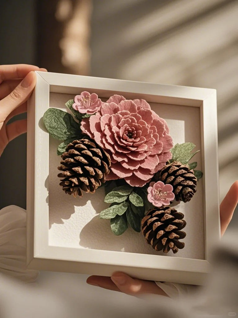 原来松果做的手工花束这么美?收藏做起来