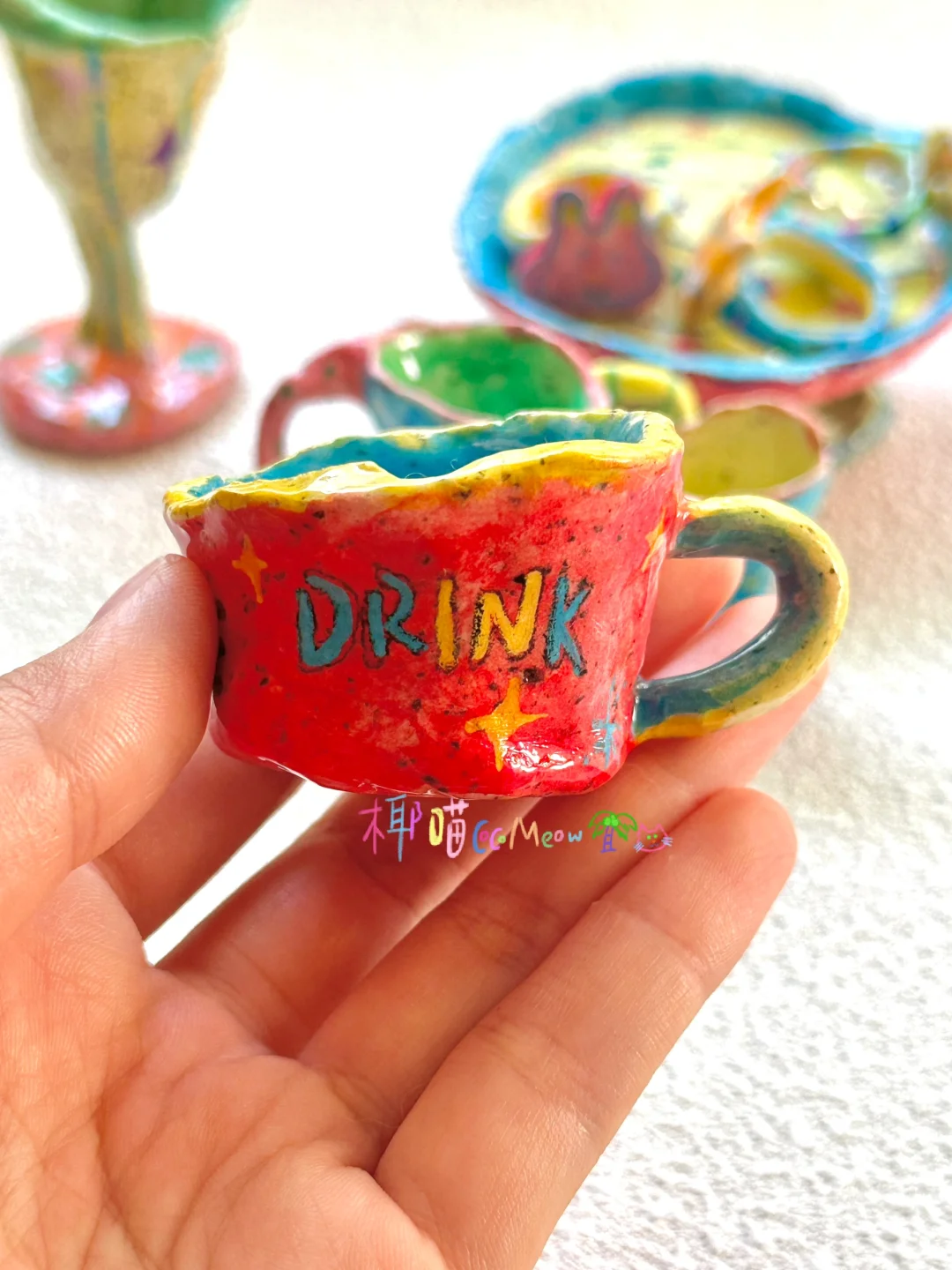 好喜欢捏泥巴❗我的黏土杯子们??