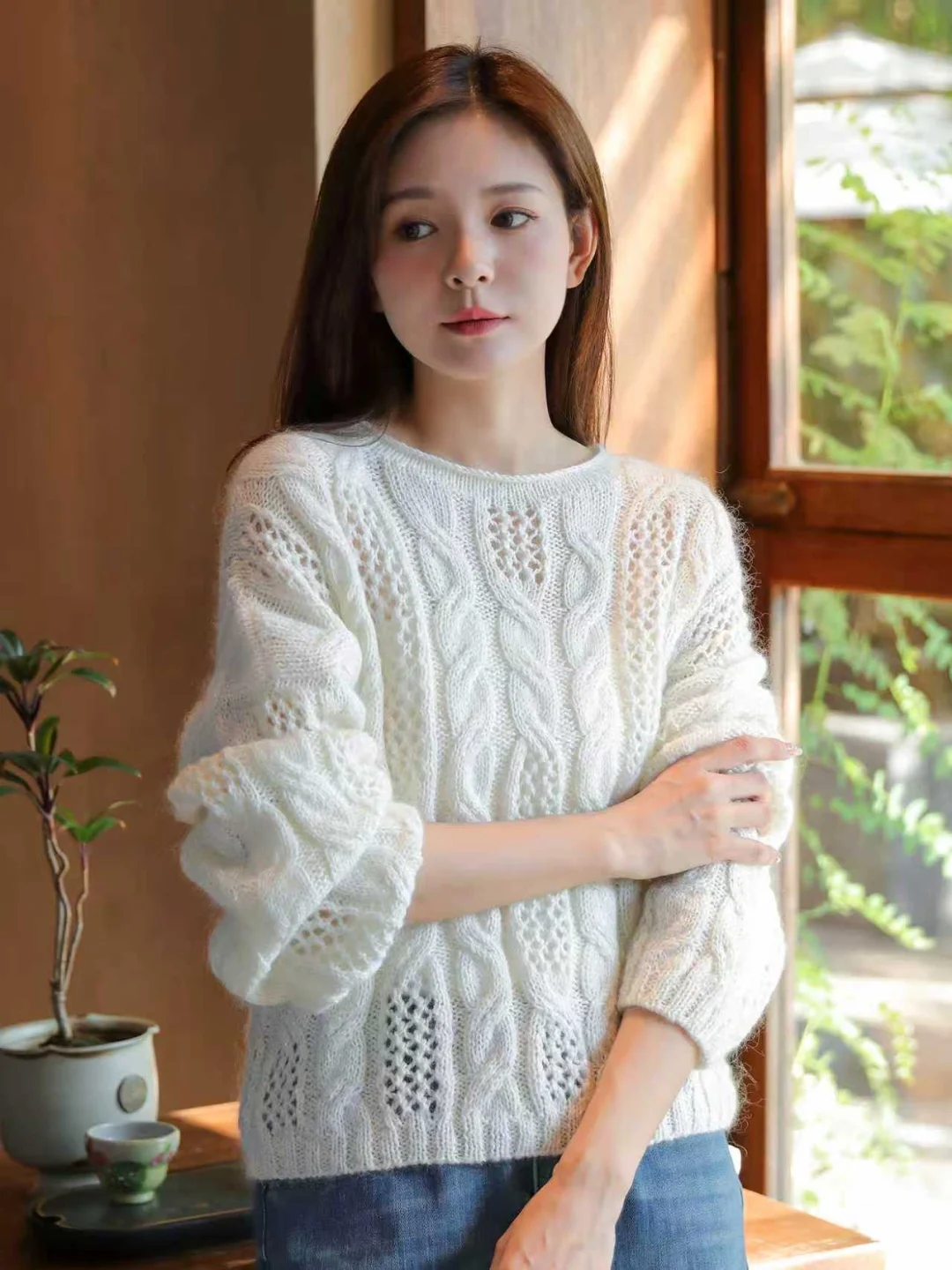 泌蓝蝙蝠袖上衣（图解）