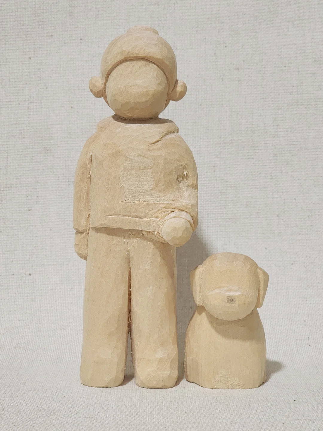 自学木雕45——女孩和小狗