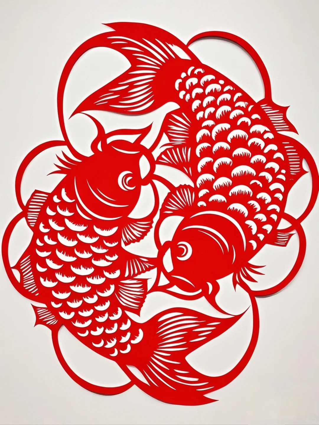 剪纸双鱼抱福~~~