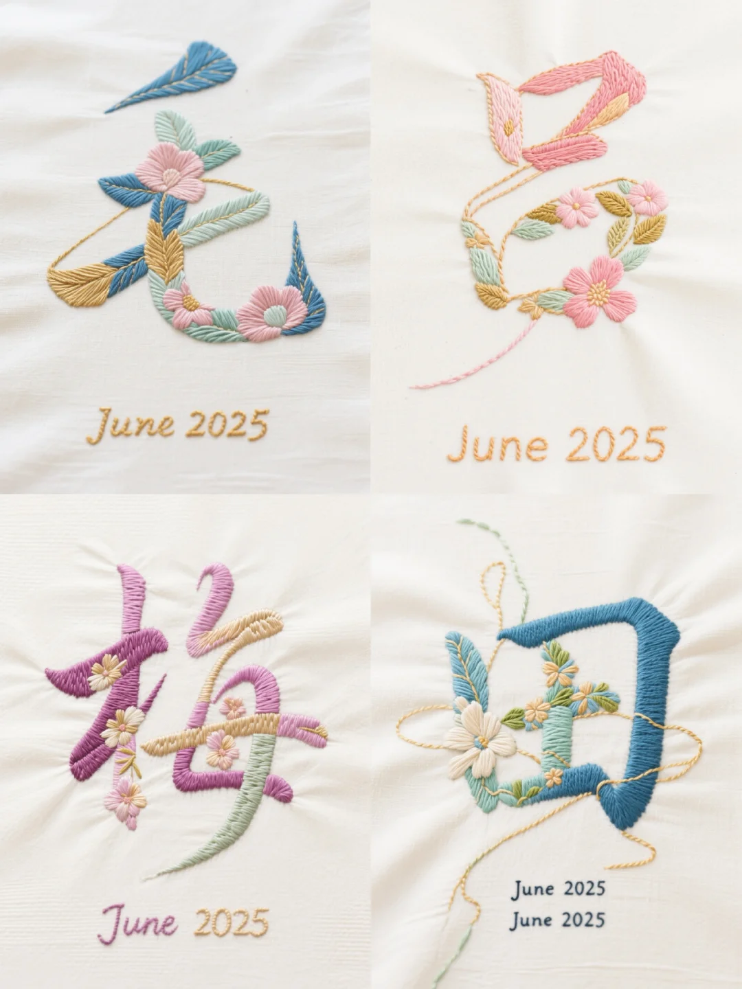 姓氏刺绣第12期:毛、吕、梅、田