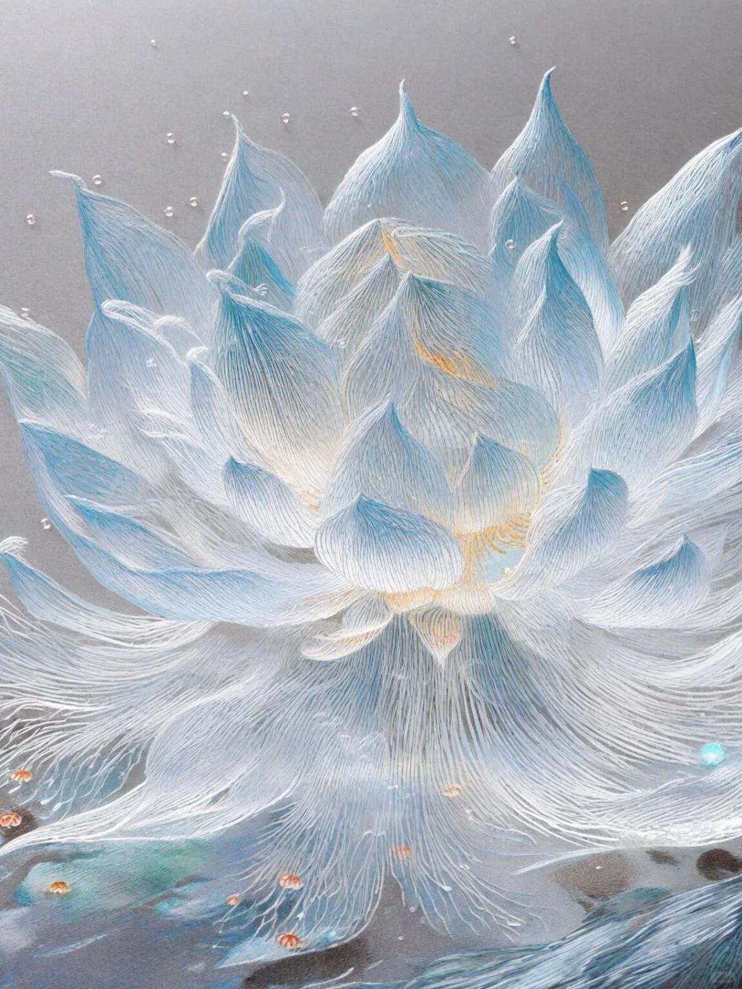 苏绣，雪莲，采天地之灵气，受日月之辉光