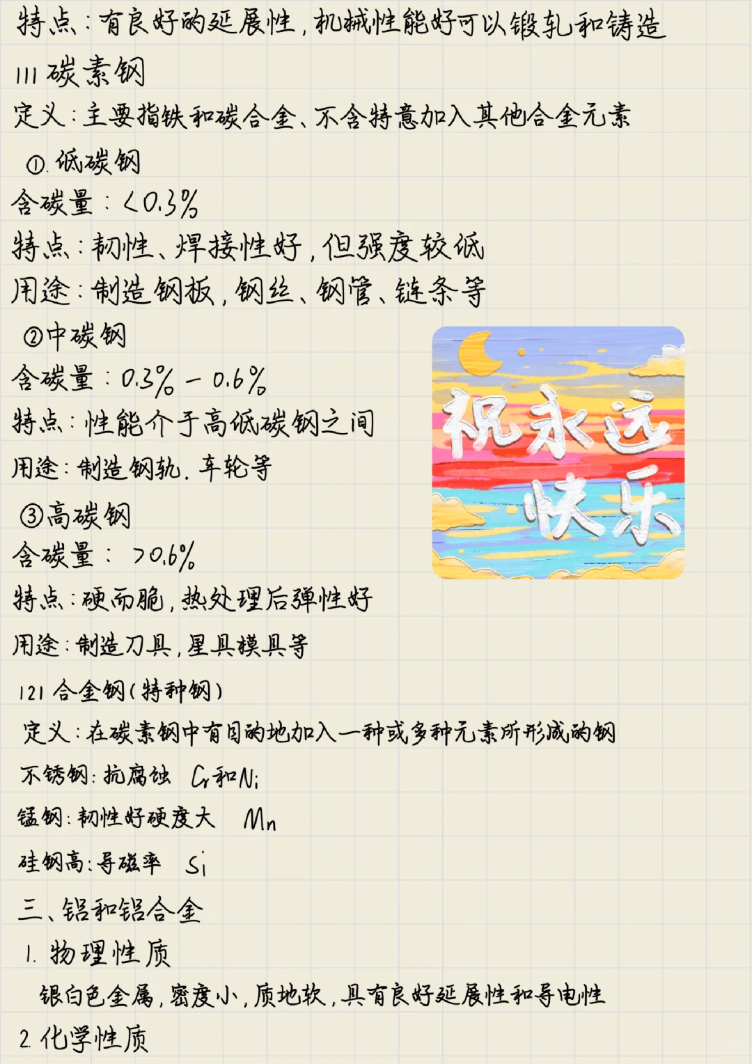 化学必修一金属材料知识点总结