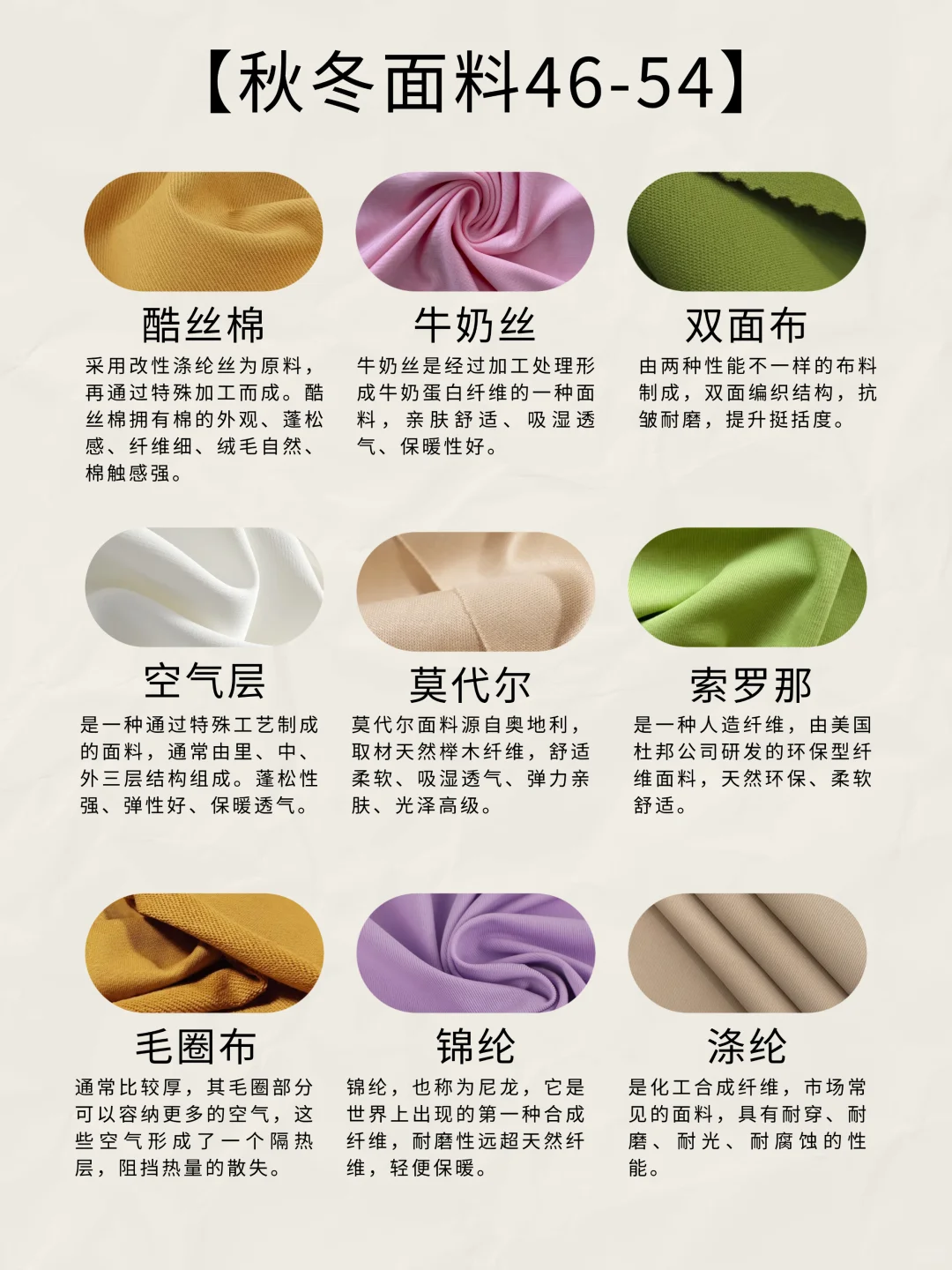 54种秋冬面料，解决你90%的选料难题