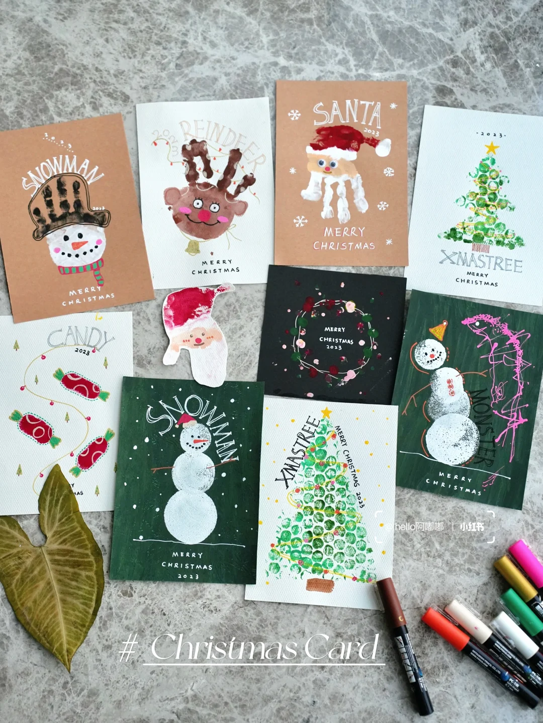 跟2岁+女鹅一起做的圣诞贺卡??附教程