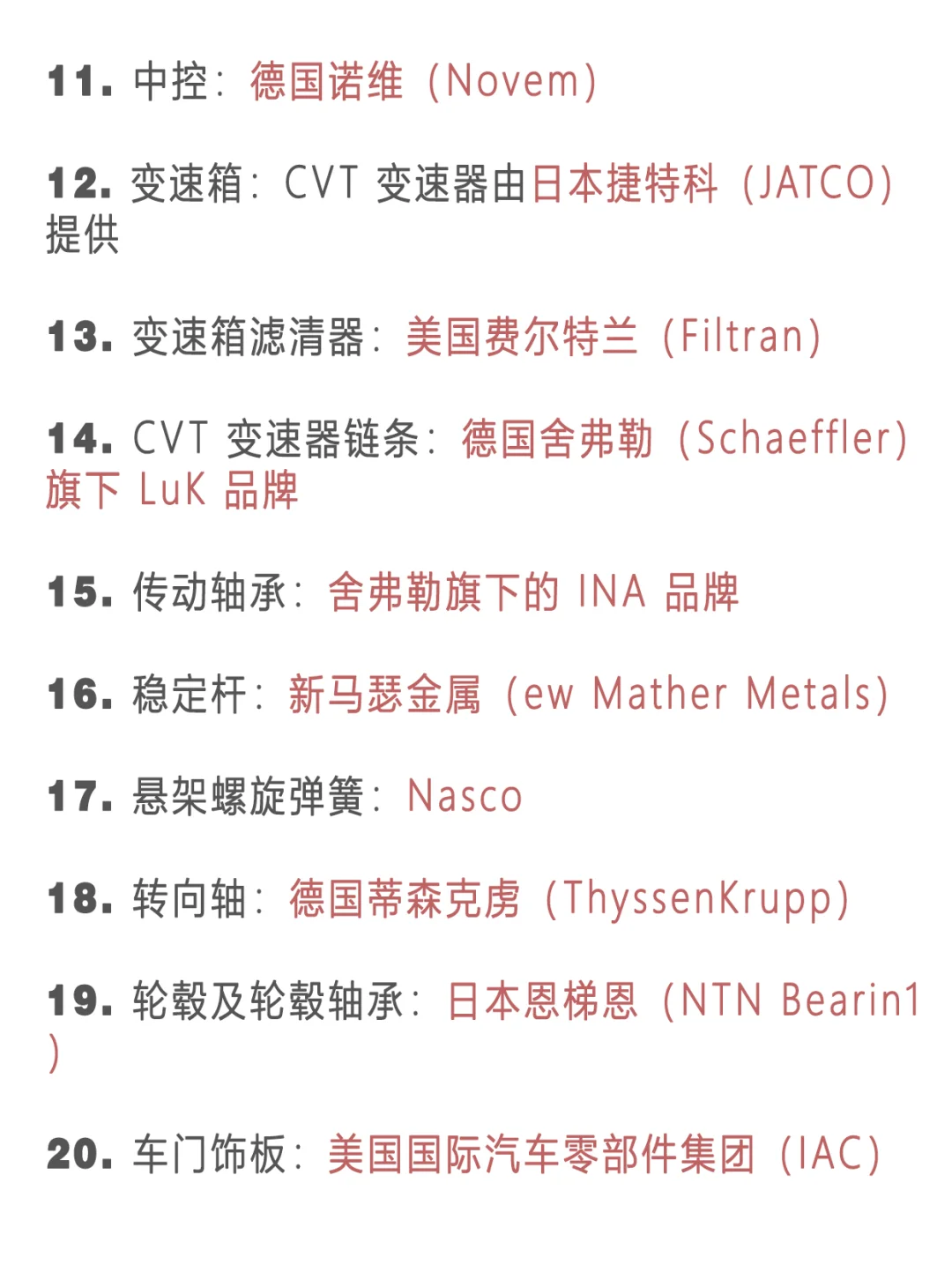 英菲尼迪配件代工品牌