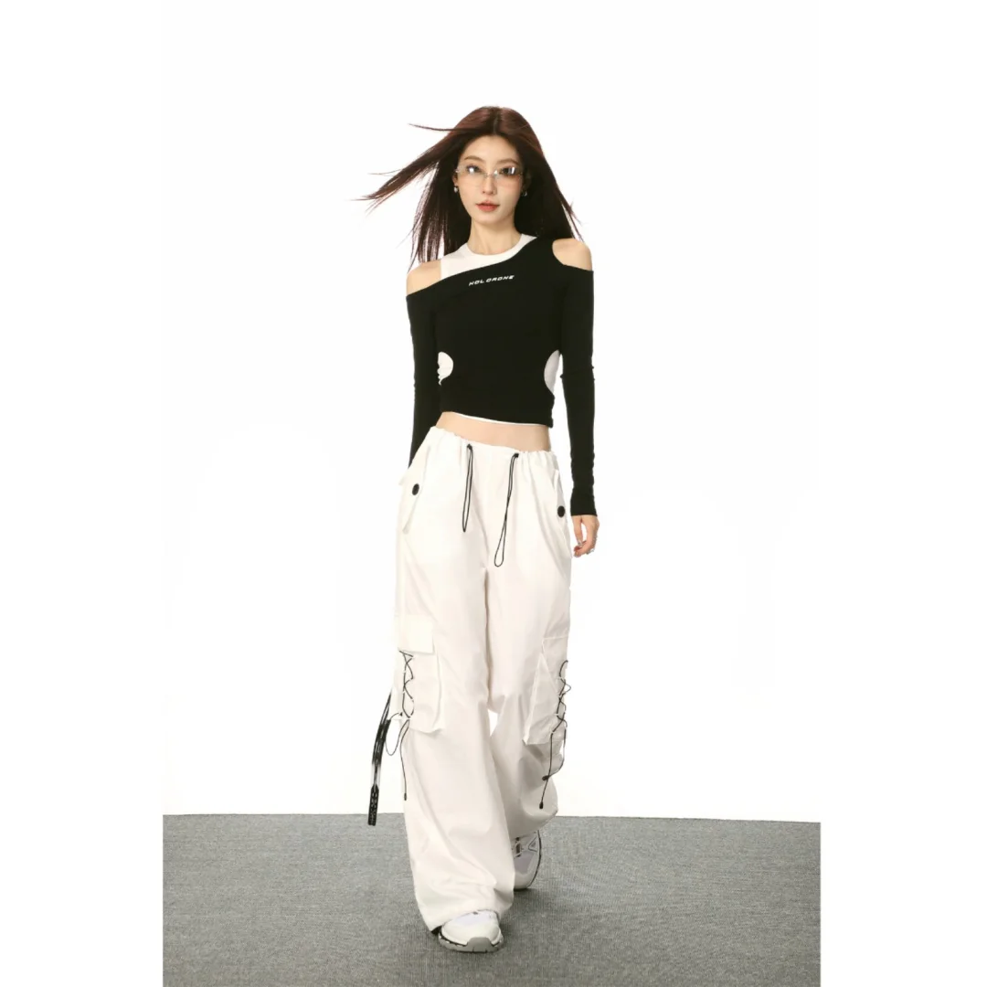 Shiyiyue美国不对称女春秋季露肩长