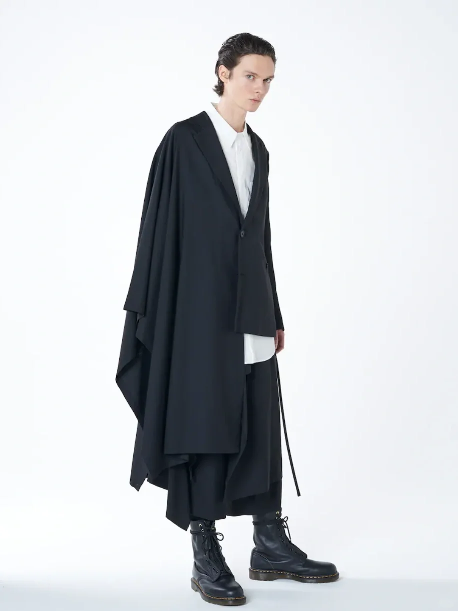 Ground Y|羊毛华达呢不对称披风夹克