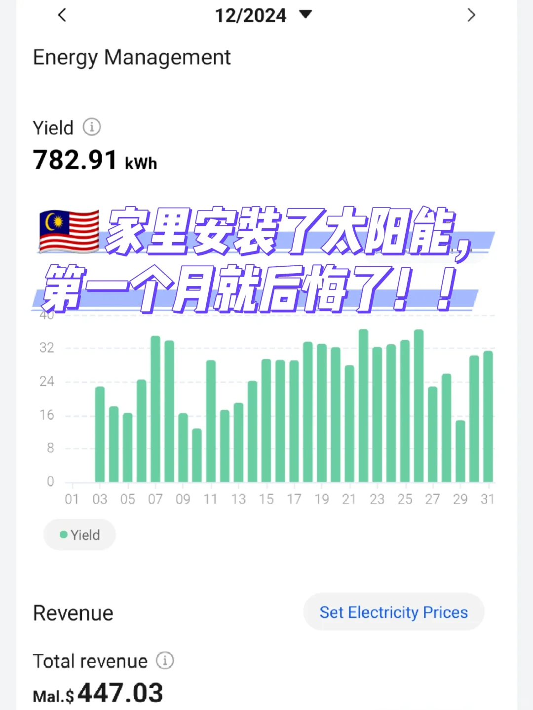 不到一个月收了RM4xx的电?刚刚装了一个月