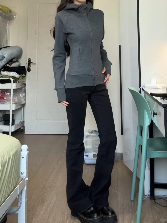 美式复古掐腰修身卫衣