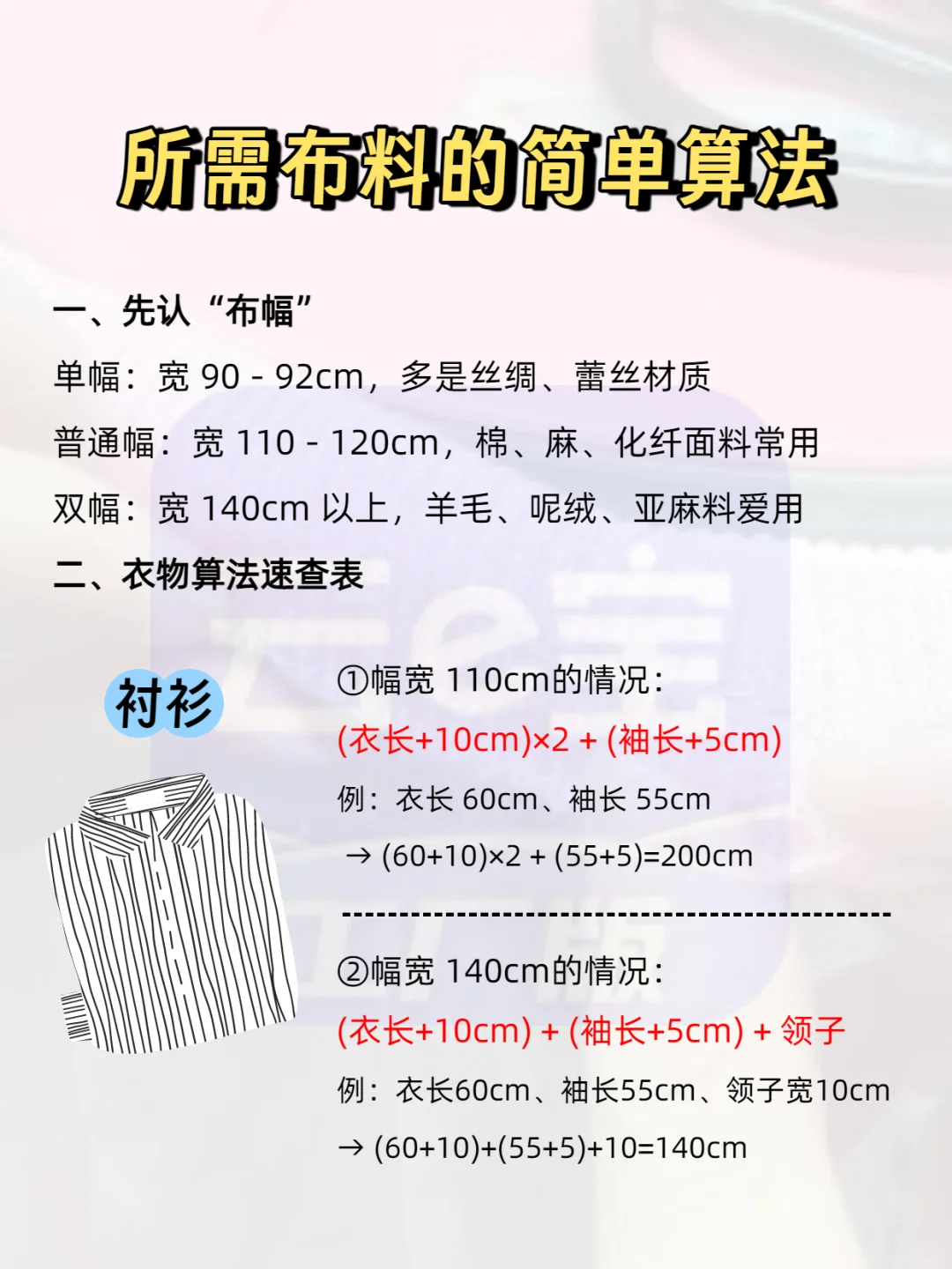 裁缝入门!所需布料的简单算法✨