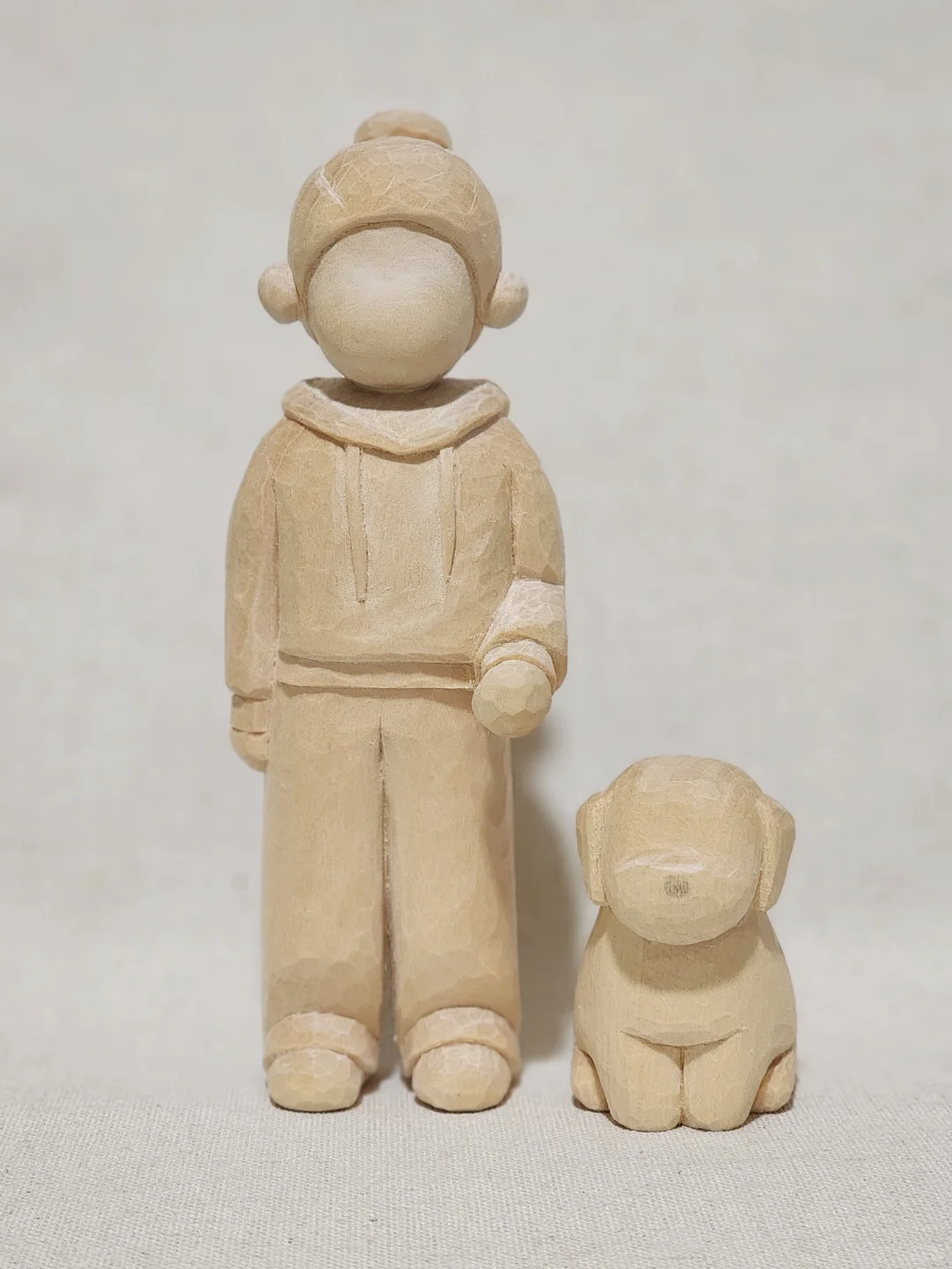 自学木雕45——女孩和小狗