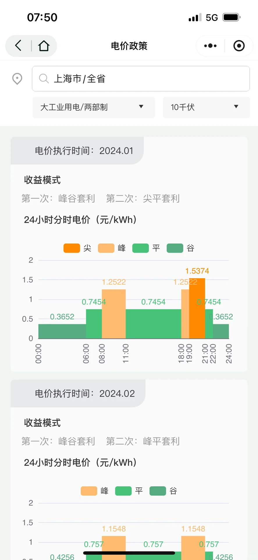 查峰谷电价小工具