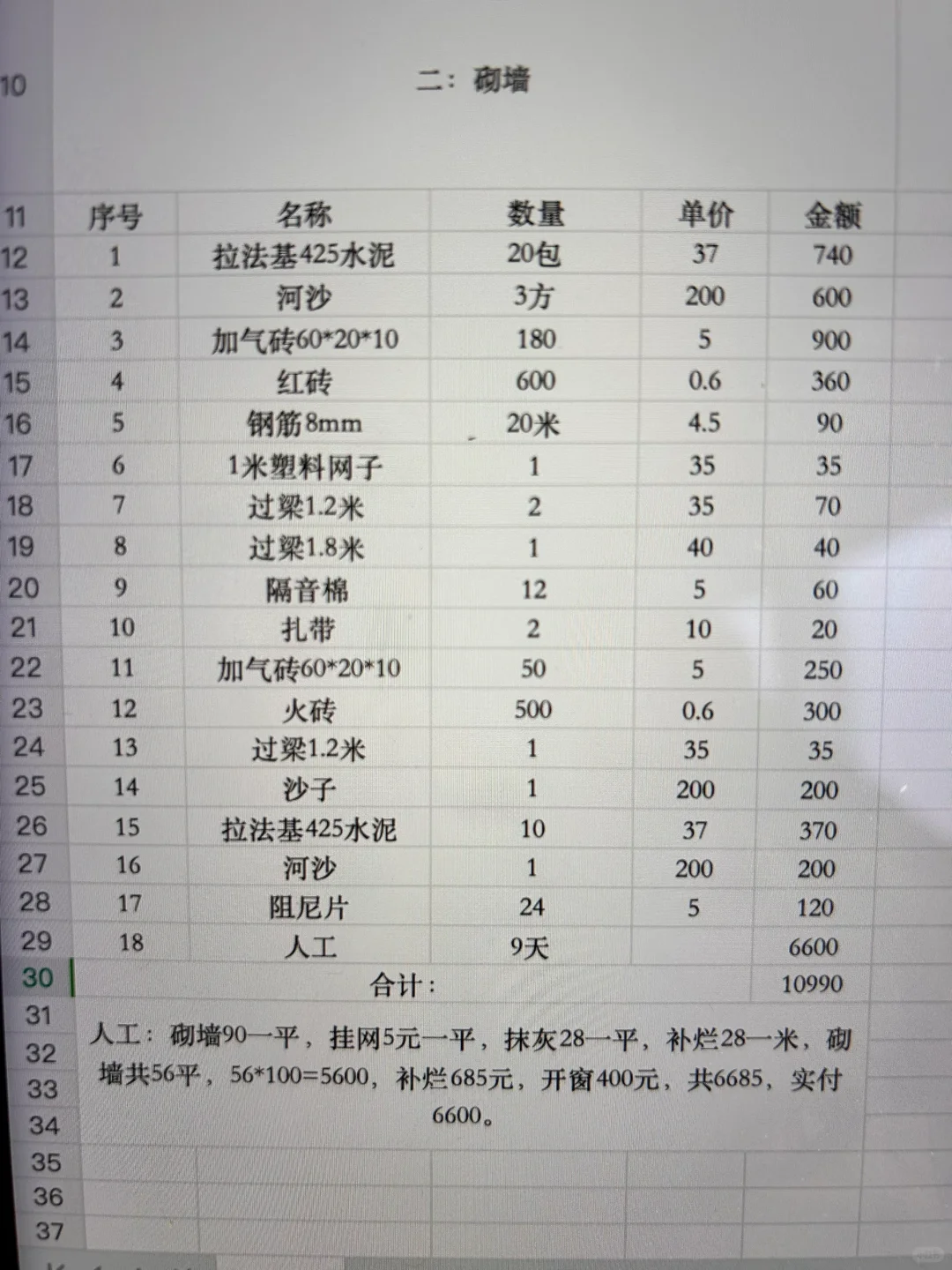 全屋砌墙费用大公开