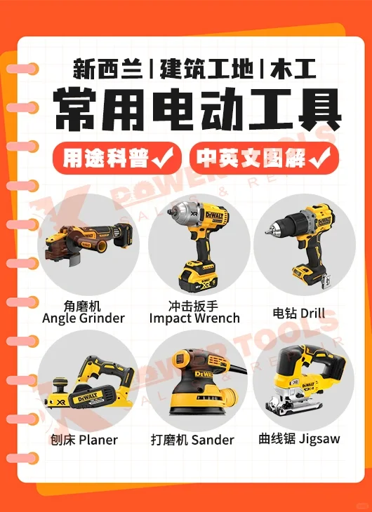 实用指南!新西兰建筑和木工常用的电动工具