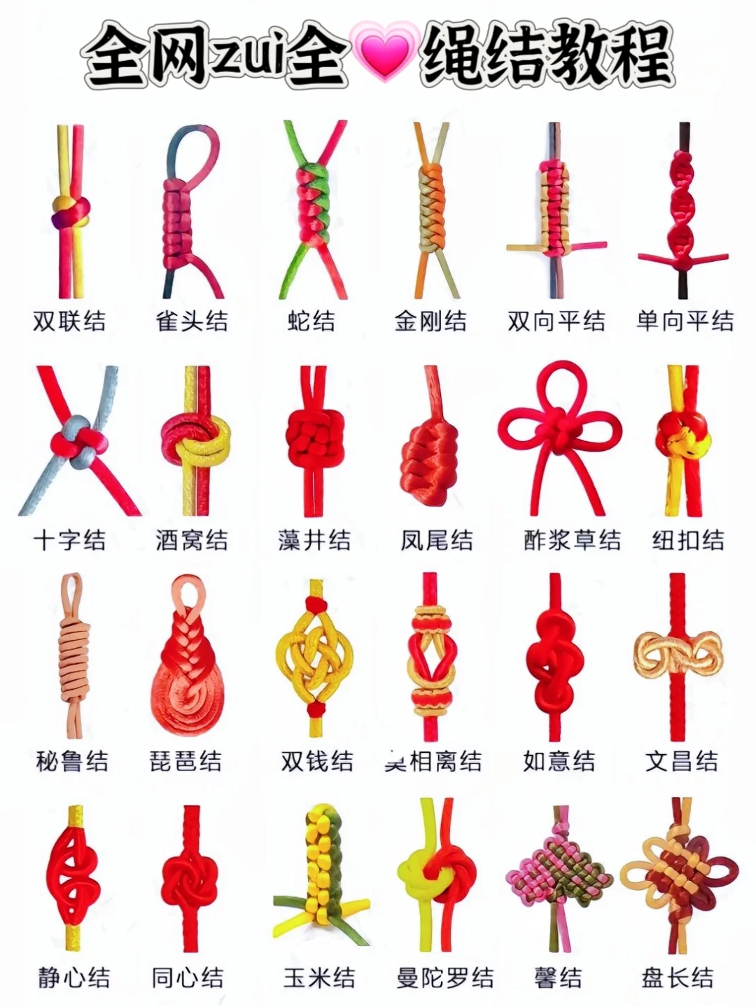 全网 zui全?绳结教程，一学就会！