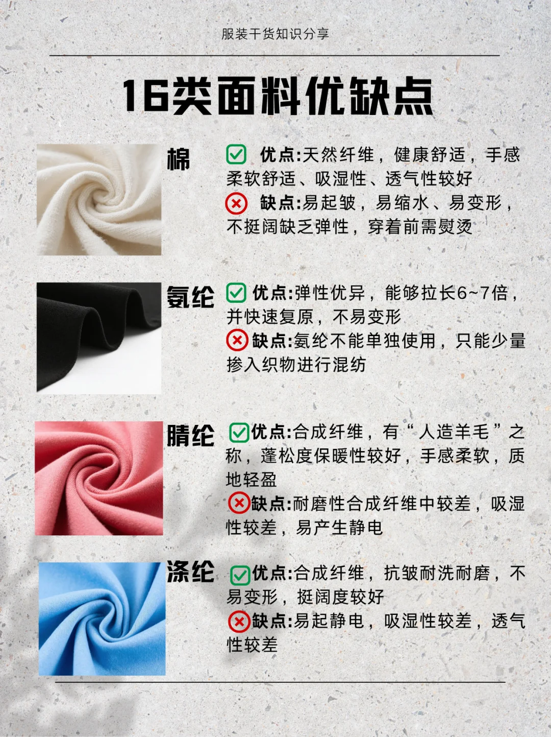 一份实用面料指南，请查收！