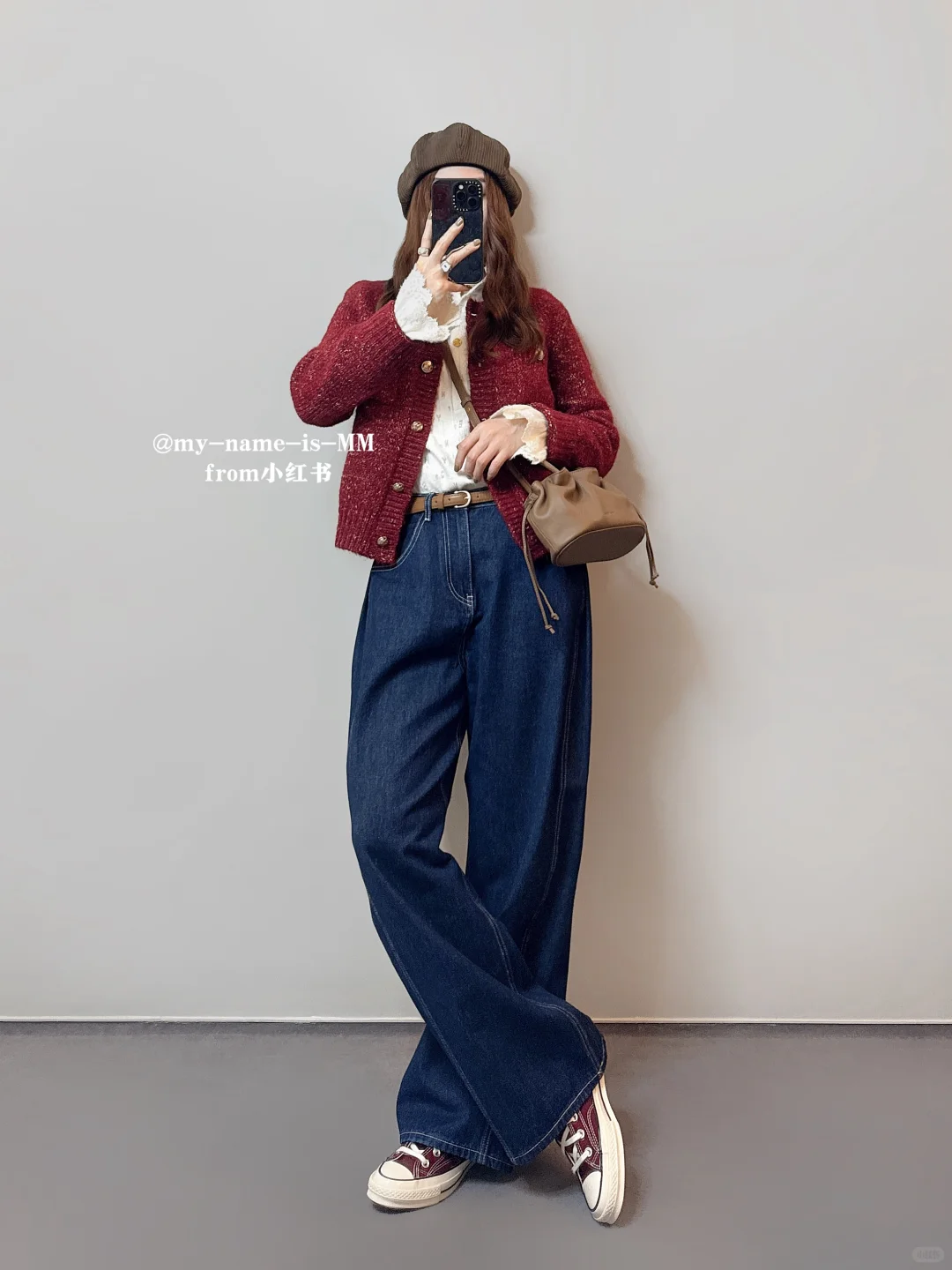 OOTD/冬季穿搭 节日氛围感红毛衣搭配羽绒服