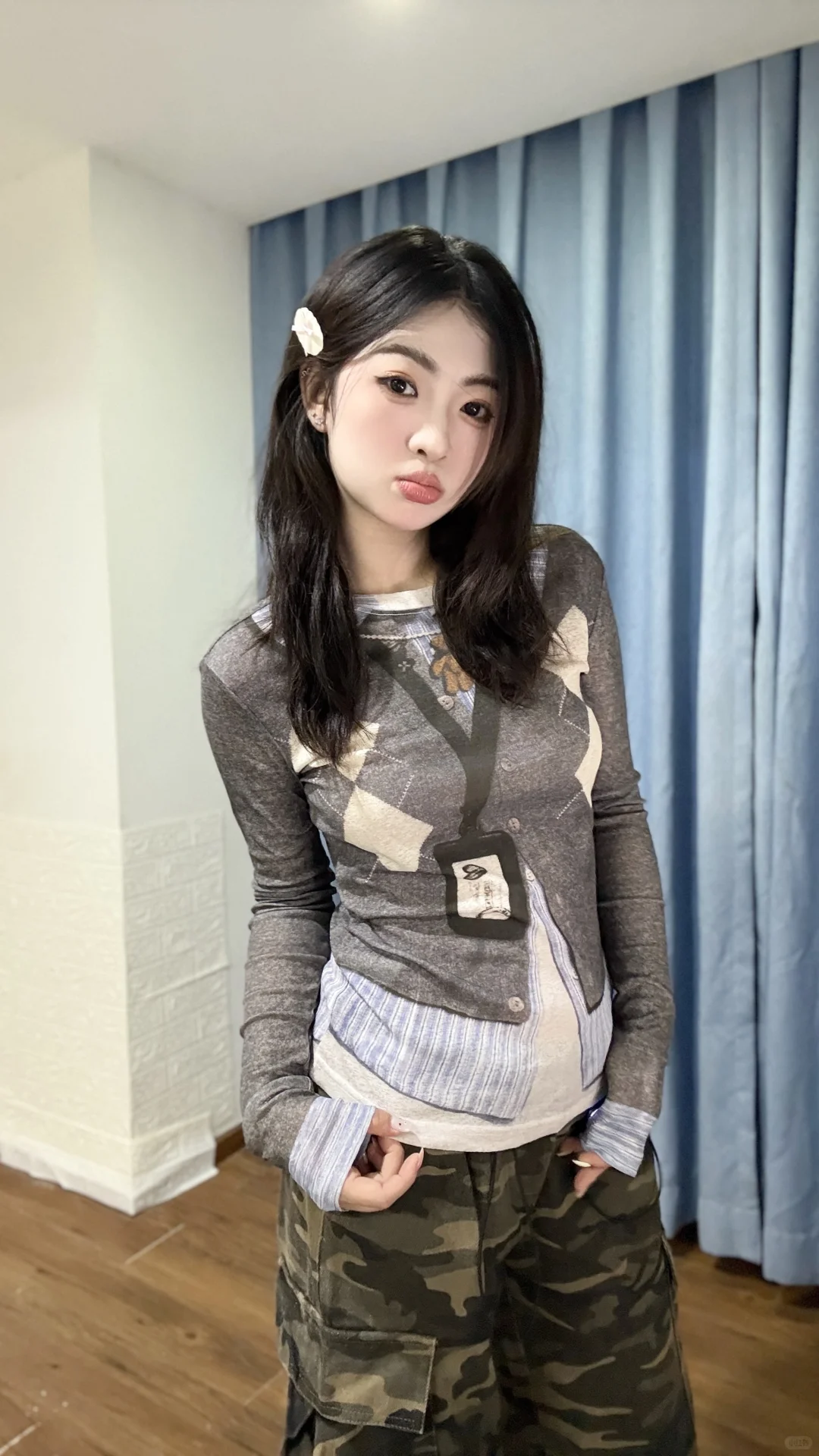 一件假两件修身打底衫