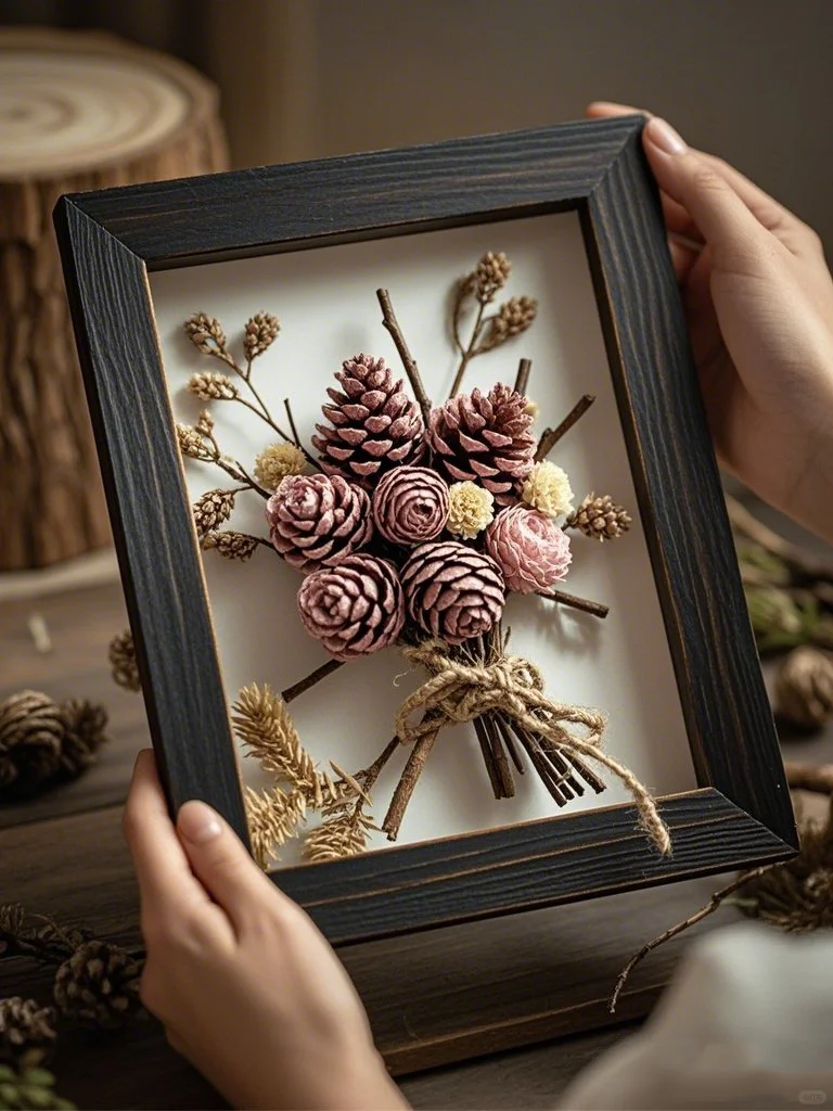 原来松果做的手工花束这么美?收藏做起来