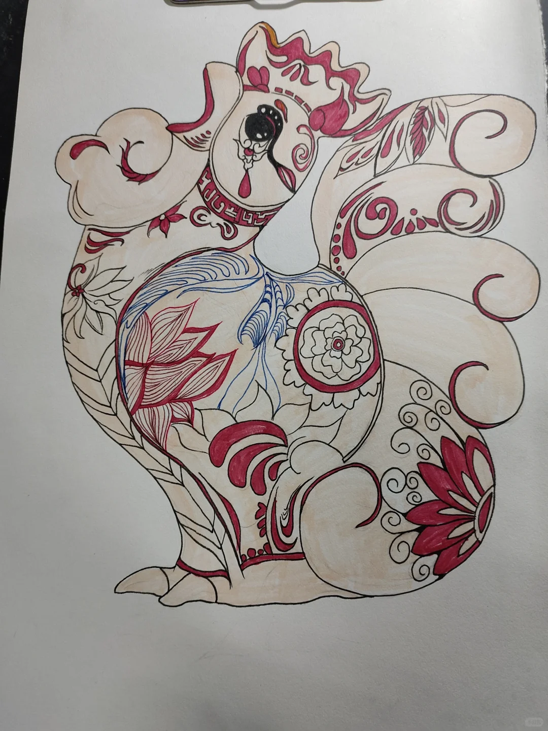 “凤翔鸡生肖泥塑平面化创意”