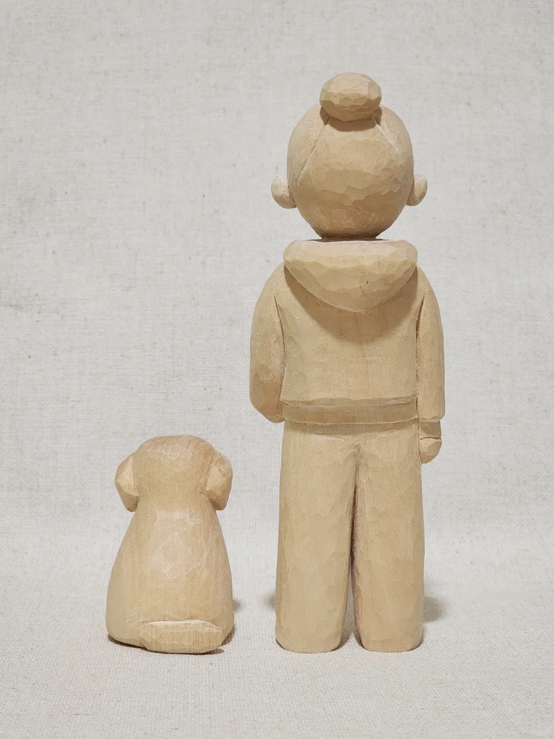 自学木雕45——女孩和小狗