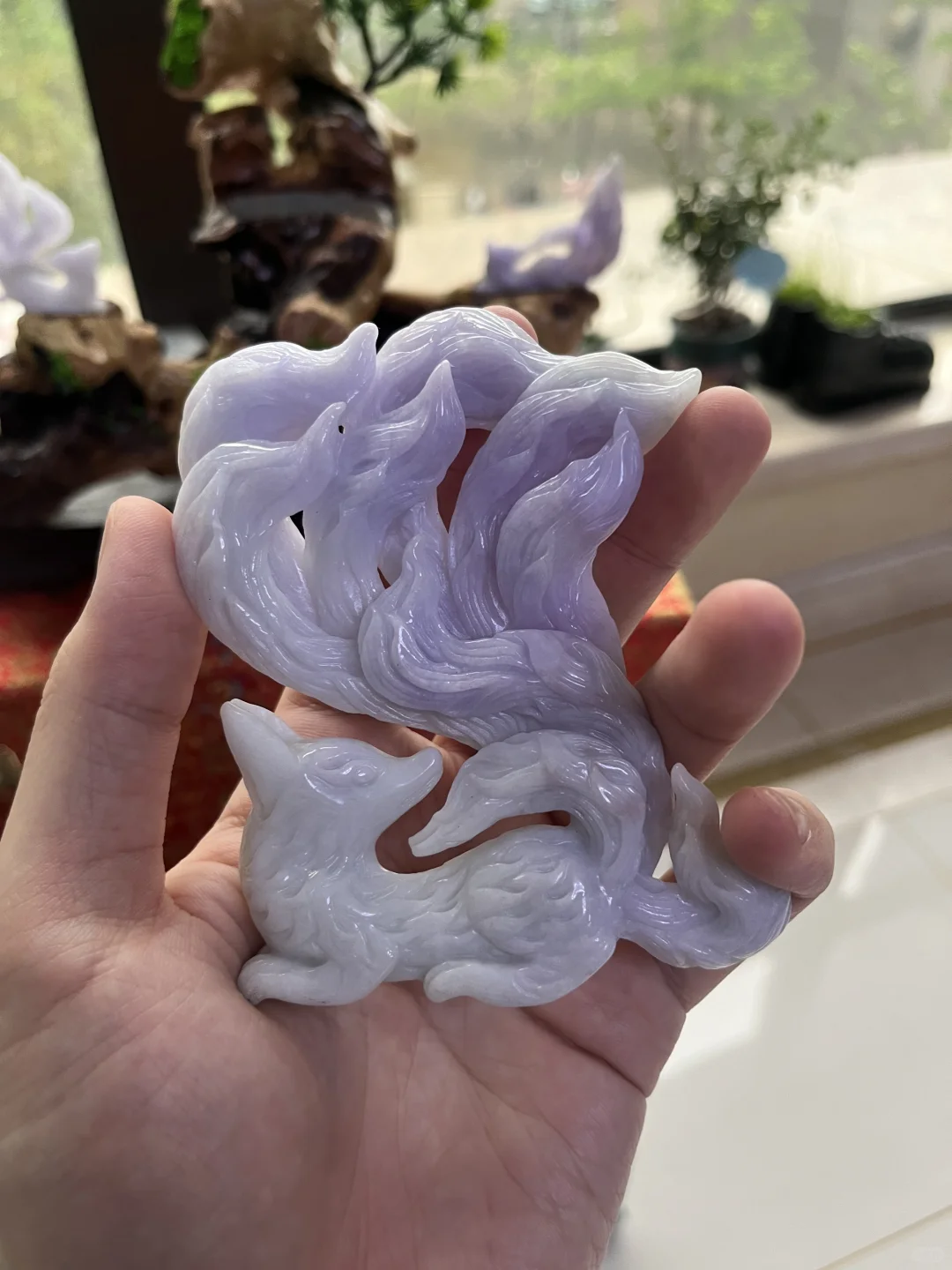 翡翠九尾狐摆件