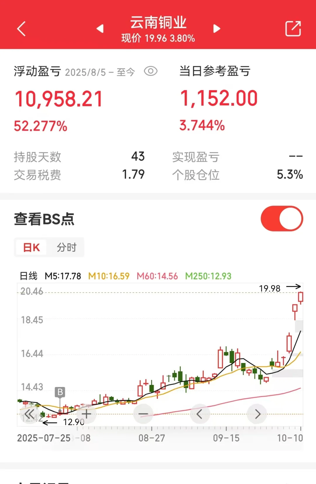 第39只，云南铜业，52%
