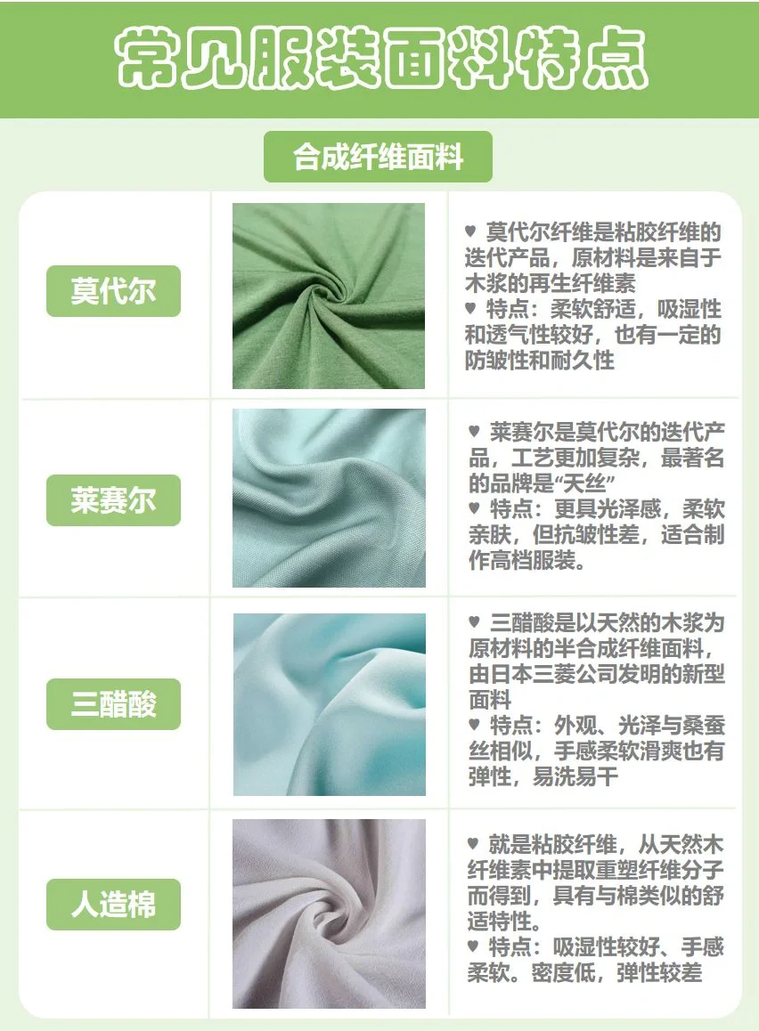 30秒读懂常见服装面料优缺点‖干货分享