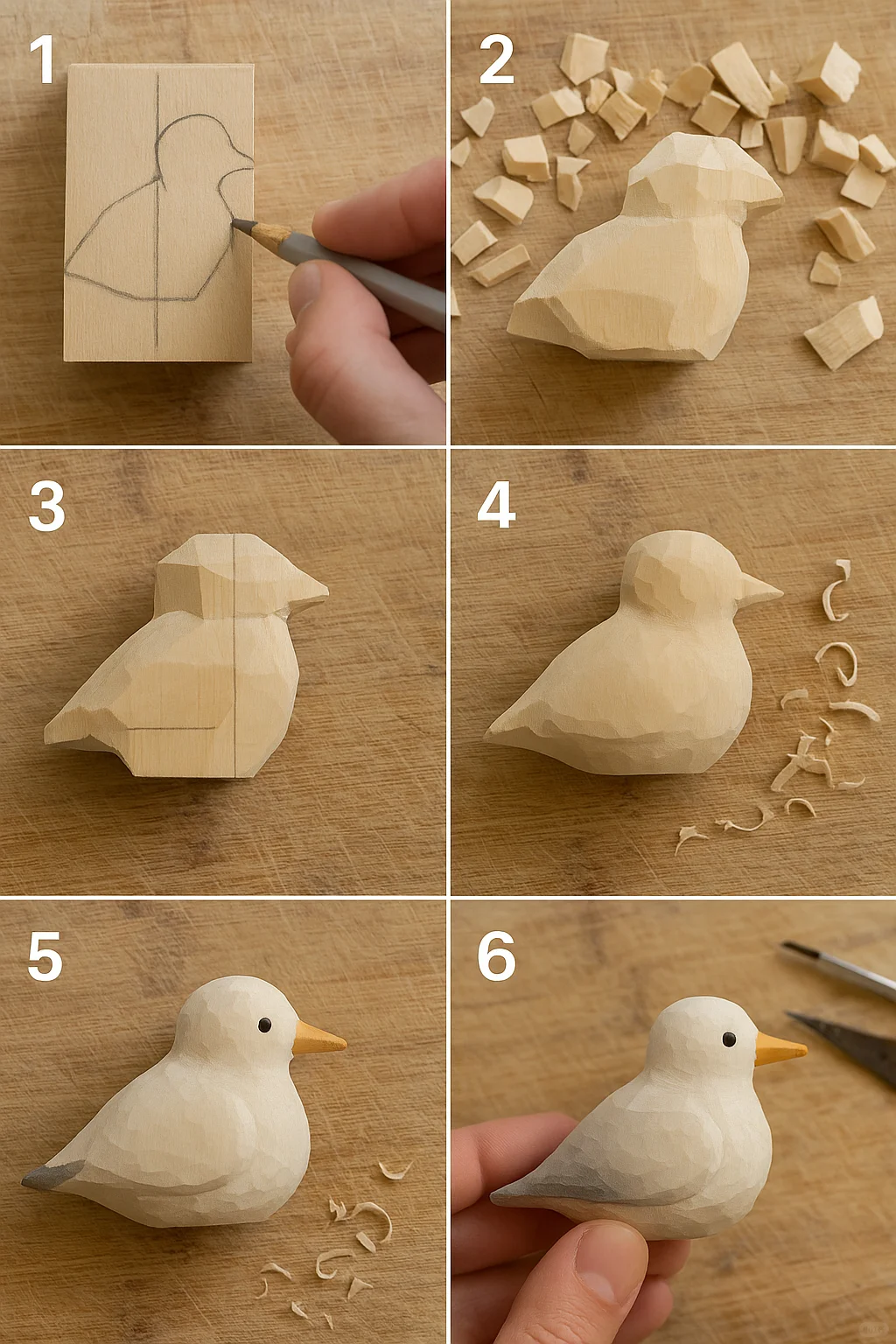 ?木雕进阶练习!6款更有挑战的小图形+步骤✨