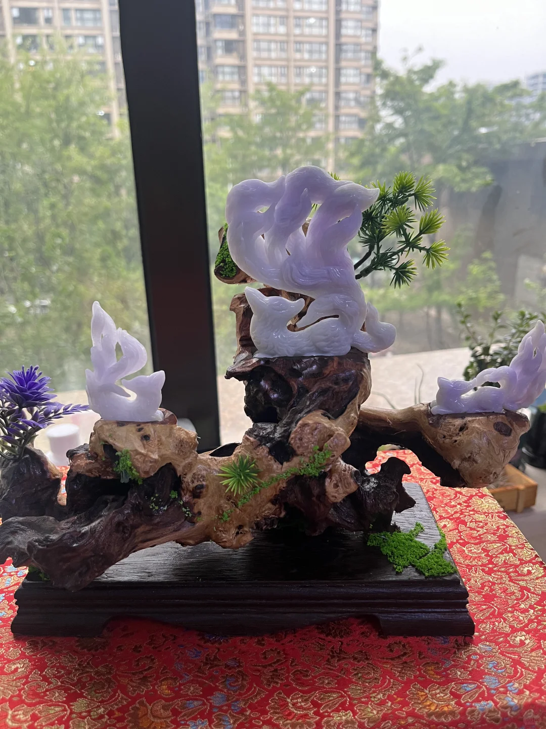 翡翠九尾狐摆件