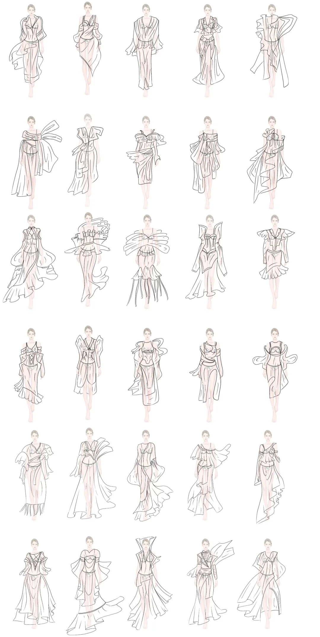 草图 解构 不对称 飘逸 垂皱感 荷叶边