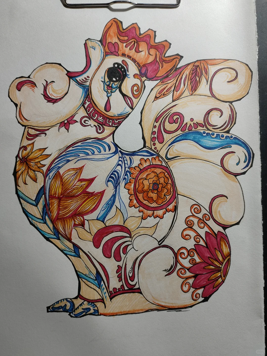 “凤翔鸡生肖泥塑平面化创意”