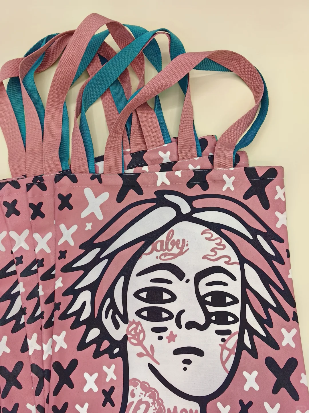 满幅双面双色手工丝网帆布袋印制完成