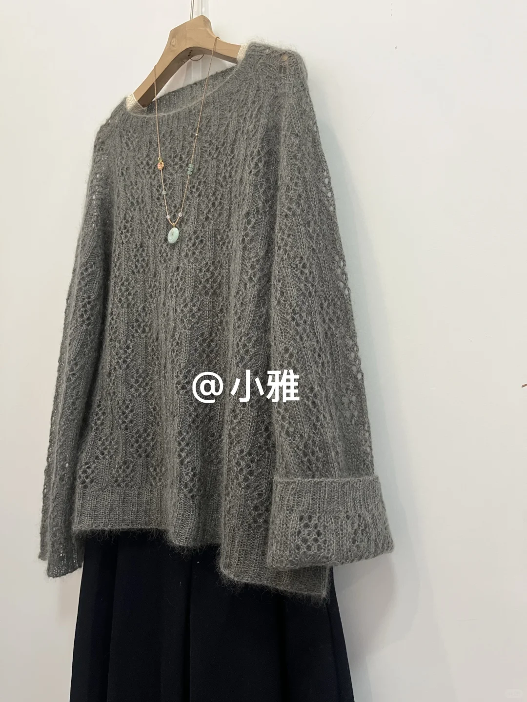 浅秋/镂空花马海毛毛衣教程分享
