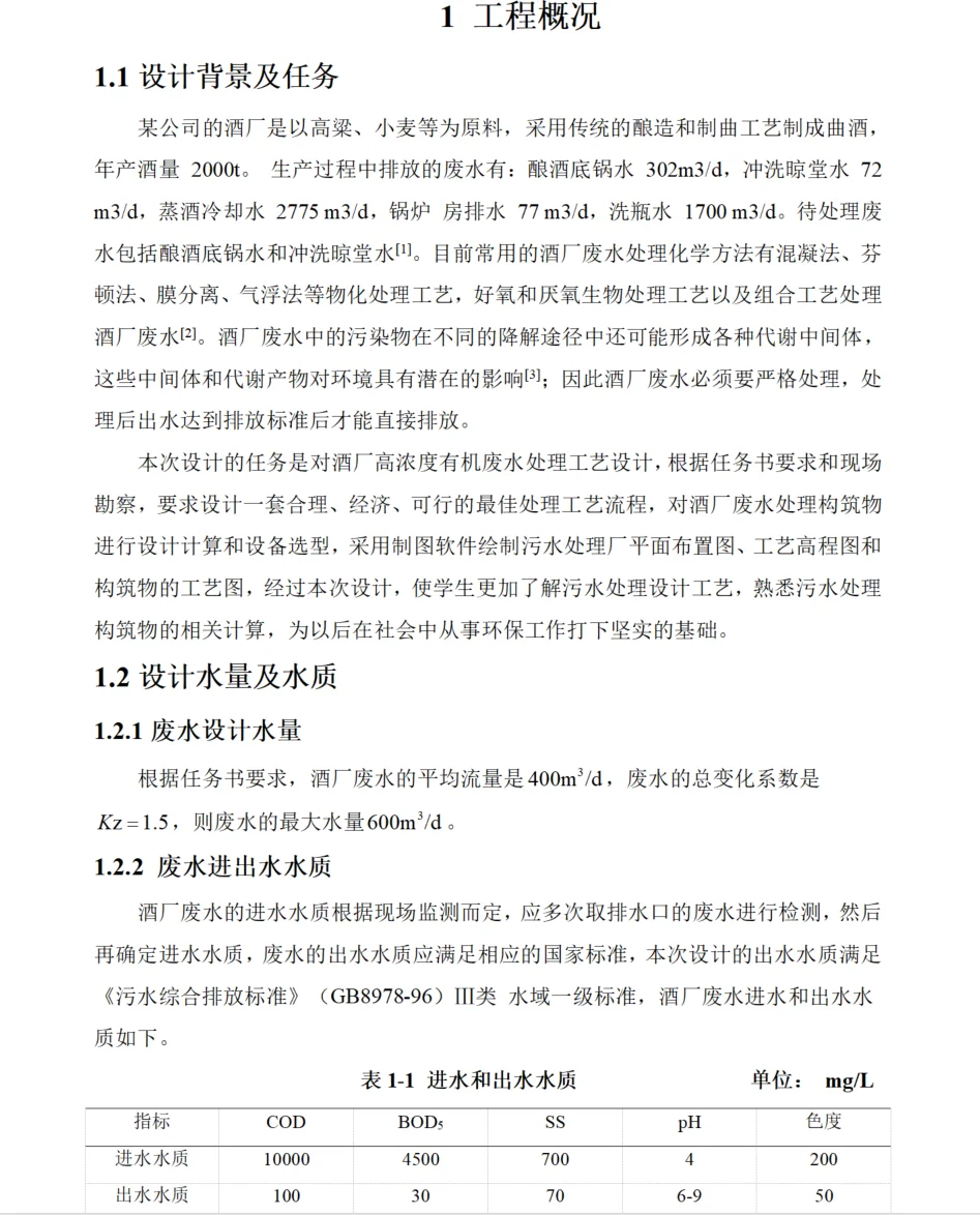 酿酒厂废水处理设计案例20250411
