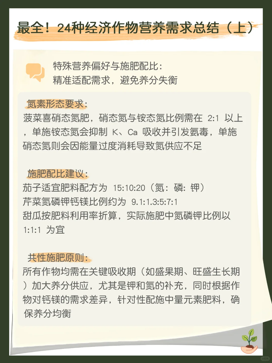 最全！24种经济作物营养需求总结（上）